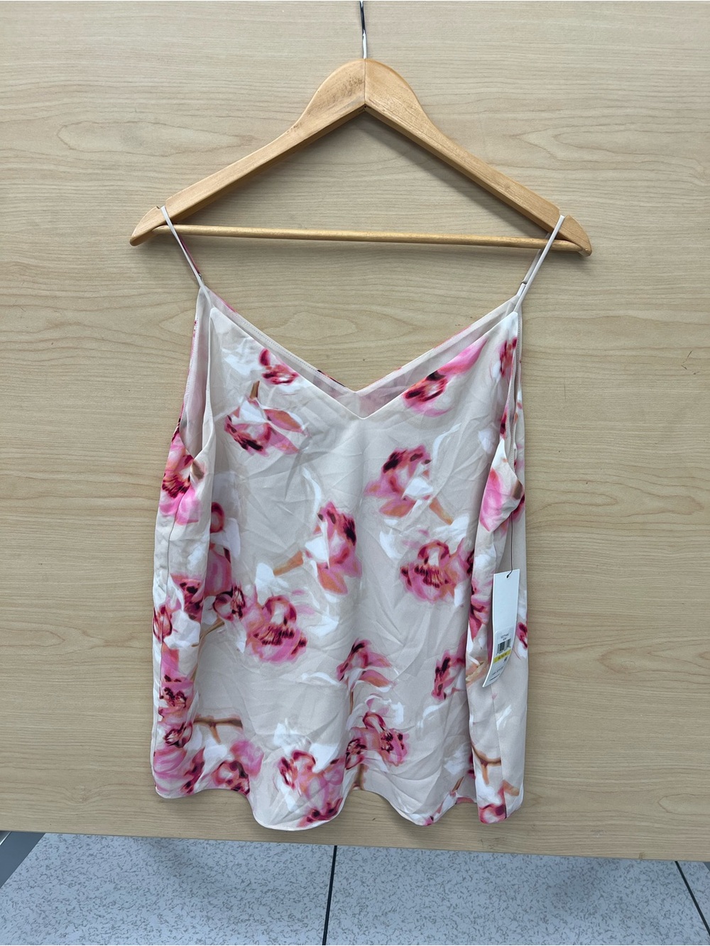Calvin Klein Cream Floral Spaghetti Strap Camisole